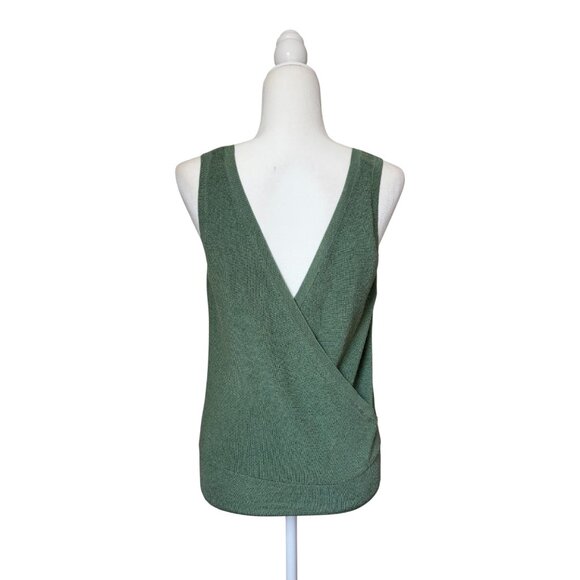 Ann Taylor Factory knit green tank Medium Wrap cross back - Picture 3 of 5
